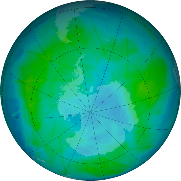 Antarctic ozone map for 19 January 2011